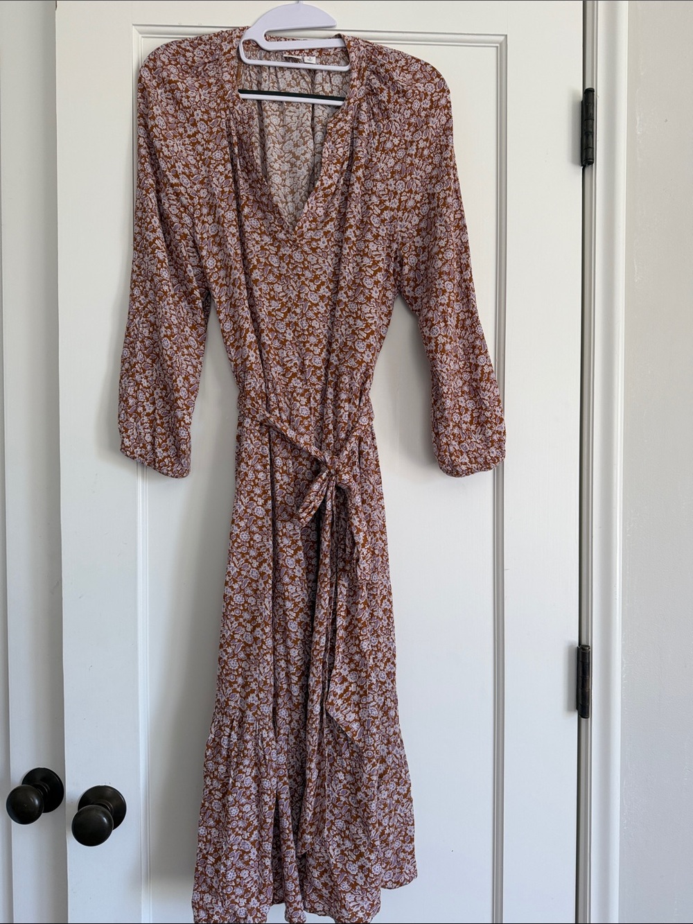 Gap - Brown Fall Floral Wrap Midi Dress - Size S